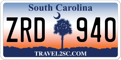 SC license plate ZRD940