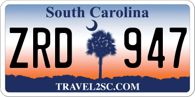 SC license plate ZRD947