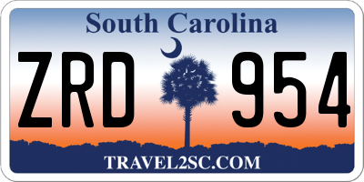 SC license plate ZRD954