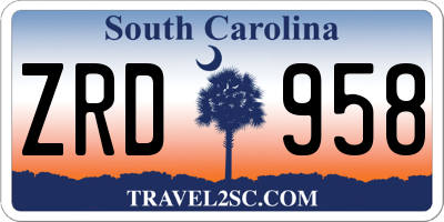 SC license plate ZRD958