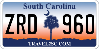 SC license plate ZRD960