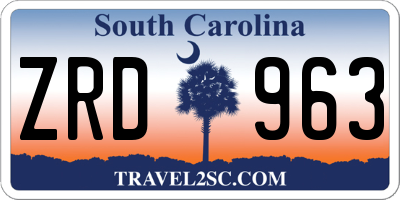 SC license plate ZRD963