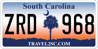 SC license plate ZRD968