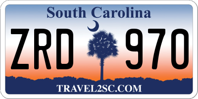 SC license plate ZRD970