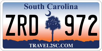 SC license plate ZRD972