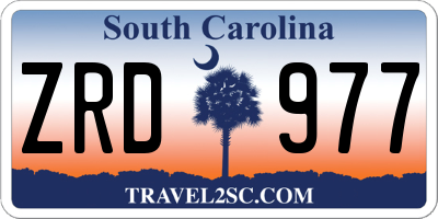 SC license plate ZRD977