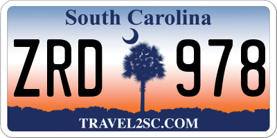 SC license plate ZRD978