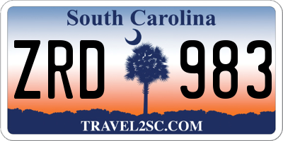 SC license plate ZRD983