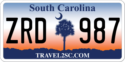 SC license plate ZRD987