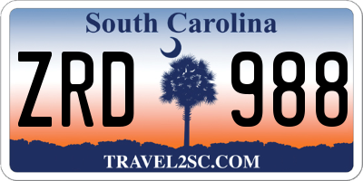 SC license plate ZRD988