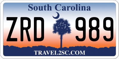 SC license plate ZRD989