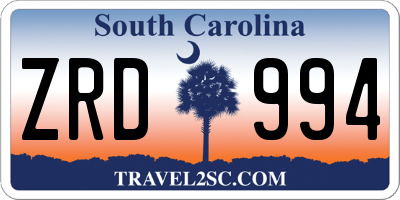 SC license plate ZRD994