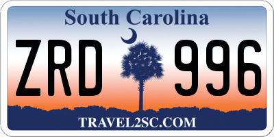 SC license plate ZRD996