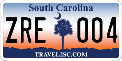 SC license plate ZRE004