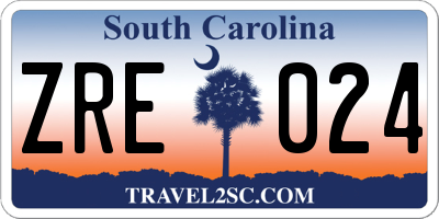 SC license plate ZRE024