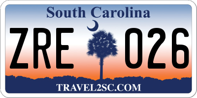SC license plate ZRE026