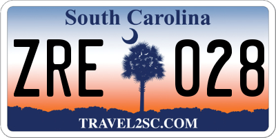 SC license plate ZRE028