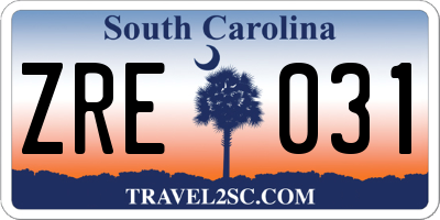 SC license plate ZRE031