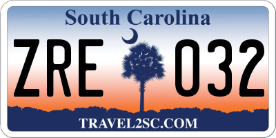 SC license plate ZRE032