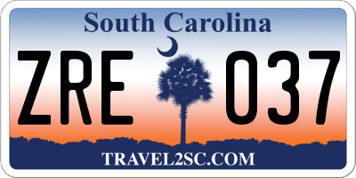 SC license plate ZRE037