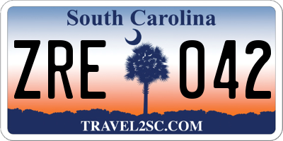 SC license plate ZRE042