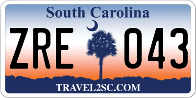 SC license plate ZRE043