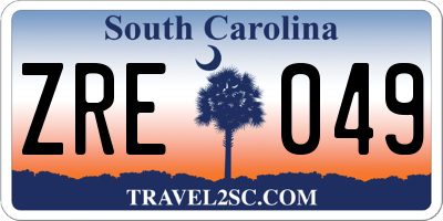 SC license plate ZRE049