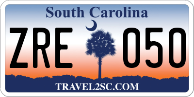 SC license plate ZRE050