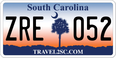 SC license plate ZRE052