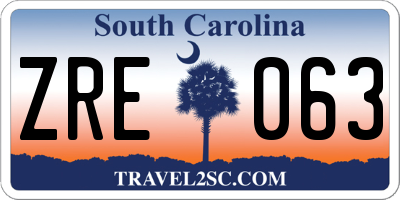 SC license plate ZRE063