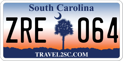SC license plate ZRE064