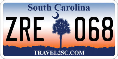 SC license plate ZRE068