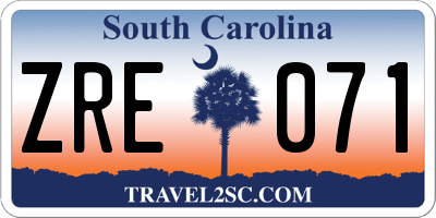 SC license plate ZRE071