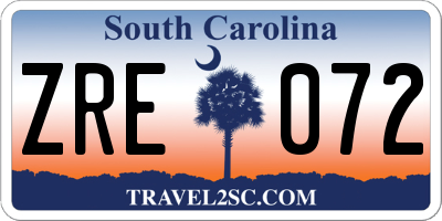 SC license plate ZRE072
