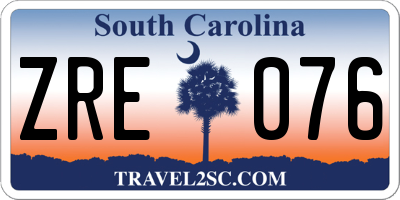 SC license plate ZRE076