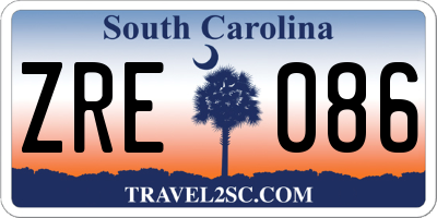 SC license plate ZRE086