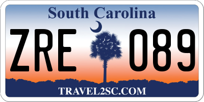 SC license plate ZRE089