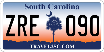SC license plate ZRE090