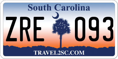 SC license plate ZRE093
