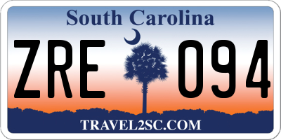 SC license plate ZRE094
