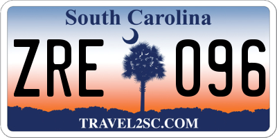 SC license plate ZRE096