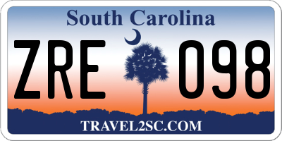 SC license plate ZRE098