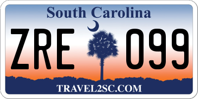 SC license plate ZRE099