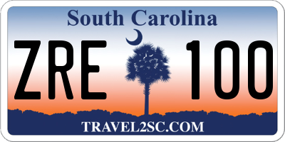 SC license plate ZRE100
