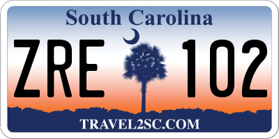 SC license plate ZRE102