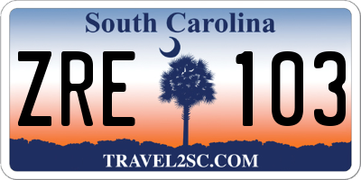 SC license plate ZRE103
