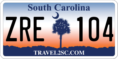 SC license plate ZRE104