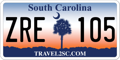 SC license plate ZRE105