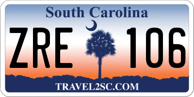 SC license plate ZRE106