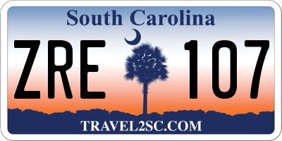 SC license plate ZRE107